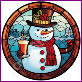 Diamond Painting Stained Glass Christmas Snowman 08