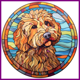 Diamond Painting Stained Glass Dog - Labradoodle 01