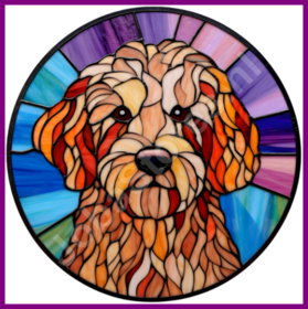 Diamond Painting Stained Glass Dog - Labradoodle 02