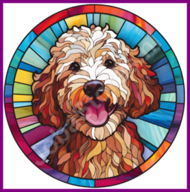 Diamond Painting Stained Glass Dog - Labradoodle 03
