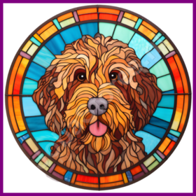 Diamond Painting Stained Glass Dog - Labradoodle 04