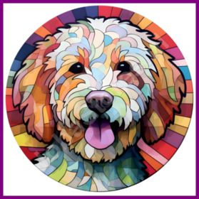Diamond Painting Stained Glass Dog - Labradoodle 05