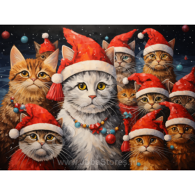 Diamond Painting Cats with Christmas Hats 02