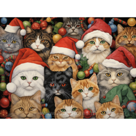 Diamond Painting Cats with Christmas Hats 04