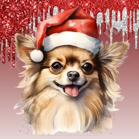 Diamond Painting Chihuahua with Christmas Hat 02
