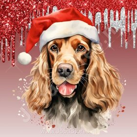 Diamond Painting Cocker Spaniel with Christmas Hat