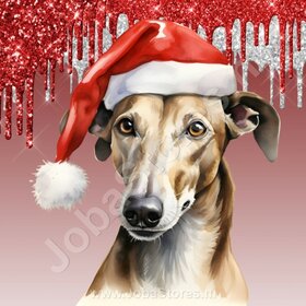 Diamond Painting Greyhound with Christmas Hat