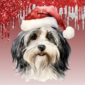 Diamond Painting Havanese with Christmas Hat
