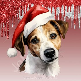Diamond Painting Jack Russell with Christmas Hat