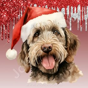Diamond Painting Labradoodle with Christmas Hat