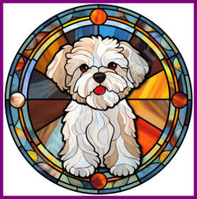 Diamond Painting Stained Glass Dog - Maltese 01