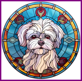 Diamond Painting Stained Glass Dog - Maltese 03