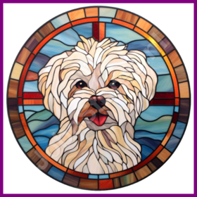 Diamond Painting Stained Glass Dog - Maltese 04