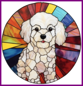 Diamond Painting Stained Glass Dog - Bichon Frise 02