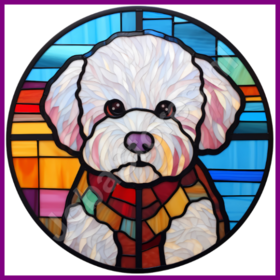 Diamond Painting Stained Glass Dog - Bichon Frise 04