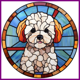 Diamond Painting Stained Glass Dog - Bichon Frise 05