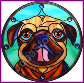 Diamond Painting Stained Glass Dog - Pug 01