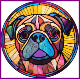 Diamond Painting Stained Glass Dog - Pug 02