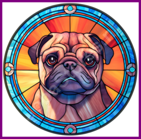 Diamond Painting Stained Glass Dog - Pug 04