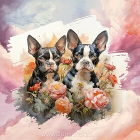 Diamond Painting Watercolor Dog - Boston Terrier 01
