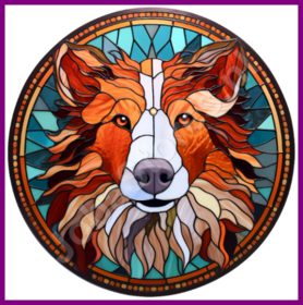 Diamond Painting Stained Glass Dog - Collie 01