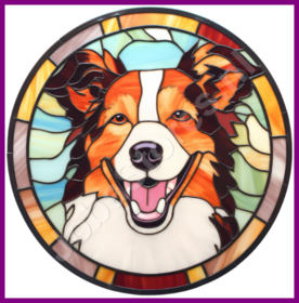 Diamond Painting Stained Glass Dog - Collie 03