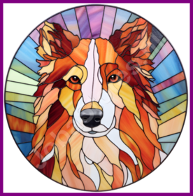 Diamond Painting Stained Glass Dog - Collie 04