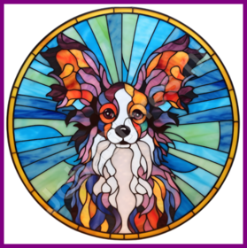 Diamond Painting Stained Glass Dog - Papillon / Butterfly Dog 02