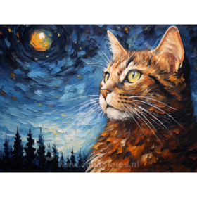 Diamond Painting Starry Night Cat 04