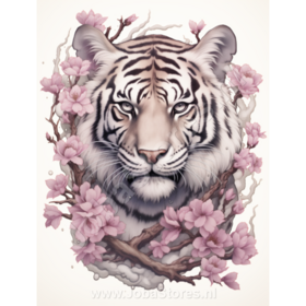 Diamond Painting Tiger with Purple Flowers 05