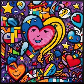 Diamond Painting Colorful Hearts 07