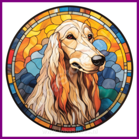 Diamond Painting Stained Glass Dog - Afghan Hound 02