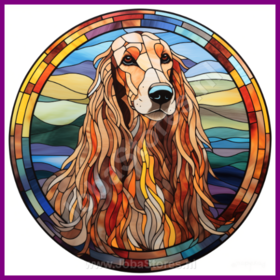 Diamond Painting Stained Glass Dog - Afghan Hound 04