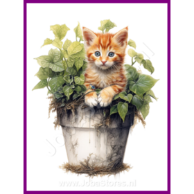 Diamond Painting Kitten in plantpot 11