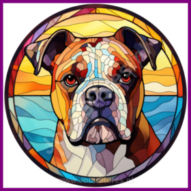 Diamond Painting Stained Glass Dog - American Bulldog 01