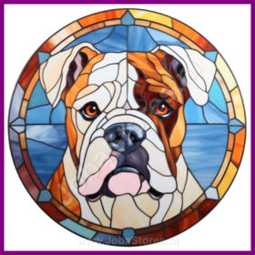 Diamond Painting Stained Glass Dog - American Bulldog 02