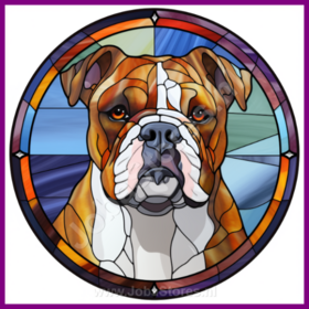 Diamond Painting Stained Glass Dog - American Bulldog 03
