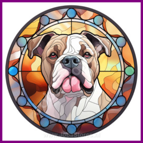 Diamond Painting Stained Glass Dog - American Bulldog 04