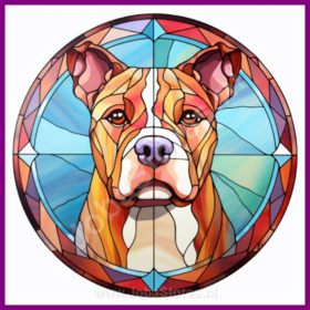 Diamond Painting Stained Glass Dog - American Staffordshire terrier 04