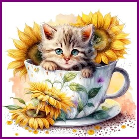 Diamond Painting Kitten in the Teacup 08