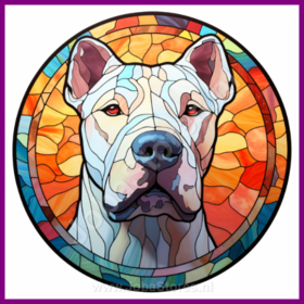 Diamond Painting Stained Glass Dog - Argentinian Dog 02