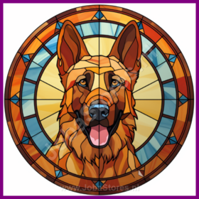 Diamond Painting Stained Glass Dog - Belgian Shepherd 01