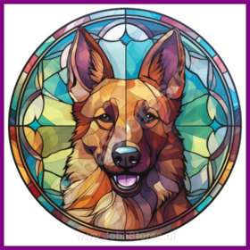 Diamond Painting Stained Glass Dog - Belgian Shepherd 02