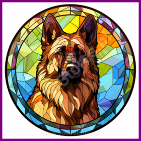 Diamond Painting Stained Glass Dog - Belgian Shepherd 03