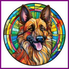 Diamond Painting Stained Glass Dog - Belgian Shepherd 04