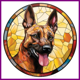 Diamond Painting Stained Glass Dog - Belgian Shepherd 06