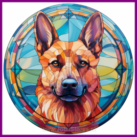 Diamond Painting Stained Glass Dog - Belgian Shepherd 07