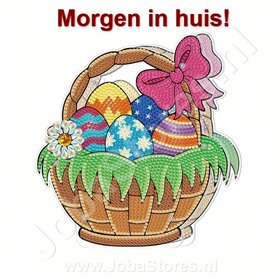 Diamond Painting Standing Easter Ornament with Lights Basket of Eggs (19cm)