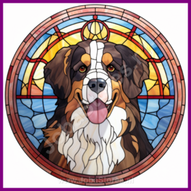 Diamond Painting Stained Glass Dog - Bernese Mountain Dog 01