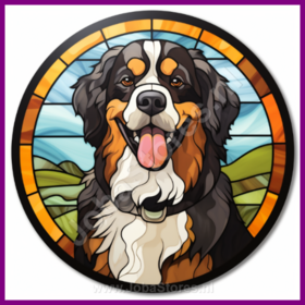 Diamond Painting Stained Glass Dog - Bernese Mountain Dog 02